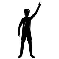 Pointing Up Pose Silhouette on White Background vector