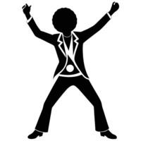 Classic Disco Pose Silhouette on White Background vector