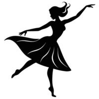 Romantic Dance Pose Silhouette on White Background vector