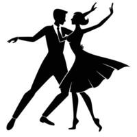 Romantic Dance Pose Silhouette on White Background vector