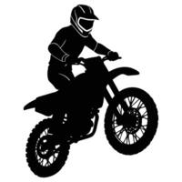 Motocross Rider Silhouette on White Background vector