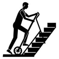 Stair Climber User Silhouette on White Background vector