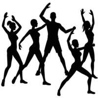 Zumba Class Silhouette on White Background vector