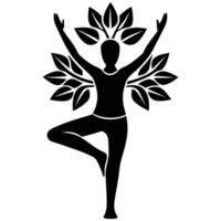 Tree Pose Silhouette on White Background vector
