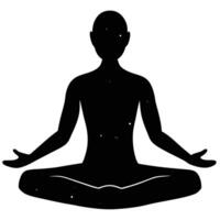 Meditation Pose Silhouette on White Background vector