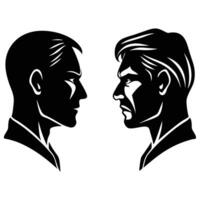 Face-Off Silhouette on White Background vector