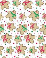Seamless Christmas Gingerbread Pattern With Dots On White Background vector