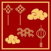 Set of Chinese New Year Elements vector
