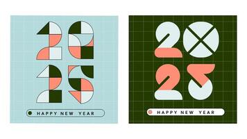 Two posters with the year 2025 geometric design vector