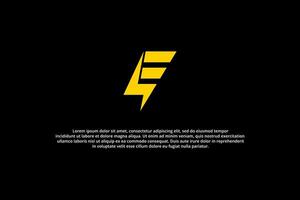 electricity and lightning letter e logo vector