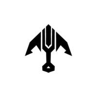A black and white logo of a jet plane vector