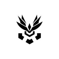 A black and white logo with a bird on it vector