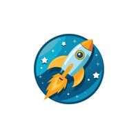 Rocket Flying In Space Cartoon Icon Illustration. Science Technology Icon Concept Isolated vector
