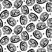 pattern is in the form of silhouette of hot pepper slices. Food, hand-drawn. illustration of pepper sliced into rings with seeds on a white. spices, seasonings for spice of dishes. Food additives vector