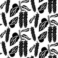 silhouette pattern is a branch with a round black pepper. Food, hand-drawn. illustration of a blooming pepper on a white background. spices, seasonings for the spice of dishes. Food additives vector