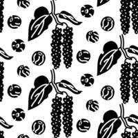 silhouette pattern is a branch with a round black pepper. Food, hand-drawn. illustration of pepper seeds on a white background. spices, seasonings for the spice of dishes. Food additives vector