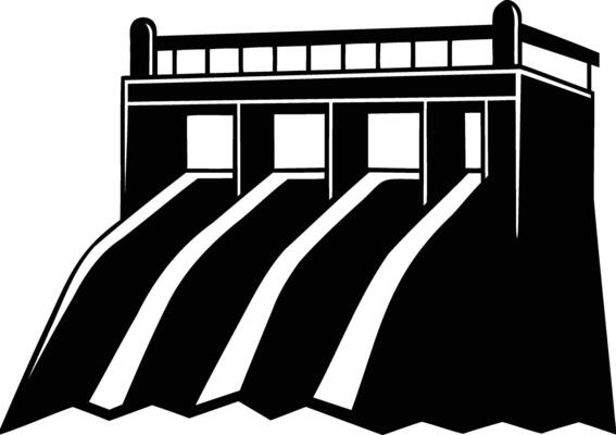 Majestic Water Dam Silhouette Power and Engineering in Minimalist Design