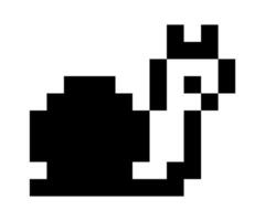 Snail icon logo pixel art design. sticker fun wild animal cartoon pixel. retro monochrome art. simple drawn. vector