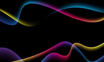 Abstract colorful neon background with shining wires. Magic empty space. wavy soft lines. vector