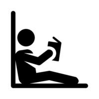 illustration of a silhouette of a person is reading book. Man sit down is reading book icon. sticker black style. vector