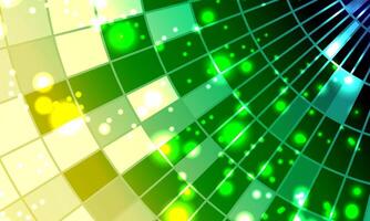 Abstract perspective squares green background. green dots on dimension tech background. shiny light. vector