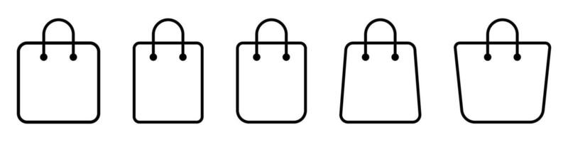 Shopping bag icon. Paper bag line icon. vector