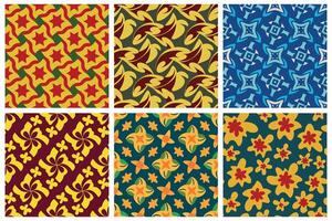 A set of six different patterns with different colors vector