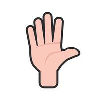 high five hand gesture in outline flat design. vector