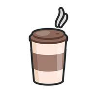 coffee cup drink in outline flat design. vector