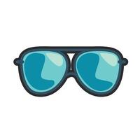 blue frame sunglasses with outline in flat design. vector