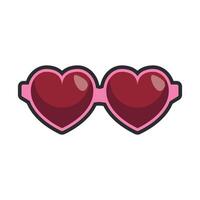 love shape sunglasses with outline in flat design. vector