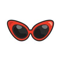 red frame sunglasses with outline in flat design. vector