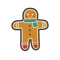 gingerbread cookies with outline flat design. vector