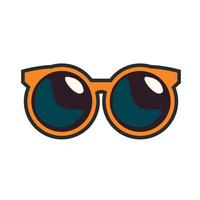 orange frame sunglasses in outline flat design. vector