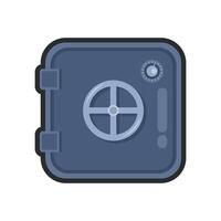 steel bank safe with outline in flat design. vector