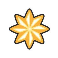 gold star emblem with outline in flat design. vector