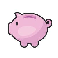 piggy bank with outline flat design. vector