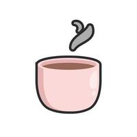 pink coffee glass with outline flat design. vector