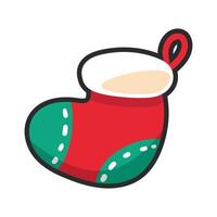 red and green sock with outline flat design. vector