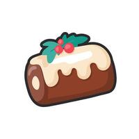 chocolate cake food with outline in flat design. vector