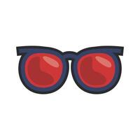 blue frame red lens sunglasses with outline in flat design. vector