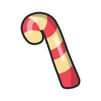 candy cane food with outline in flat design. vector