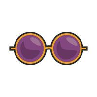 golden frame sunglasses with outline flat design. vector