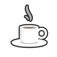 white coffee cup with outline flat design. vector