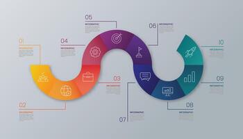 10 Step Timeline Infographic Template vector