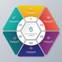 6 step hexagon shape infographic template vector