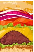 Colorful Closeup hamburger condiment background texture vector