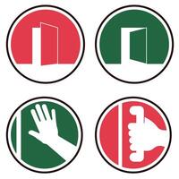 Background sticker. Illustrations of closing and opening. Click and drag to open door plates. vector