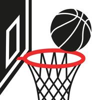 Basketball hoop with ball isolated on white background. Basketball banner. Scoring a goal in the hoop. vector