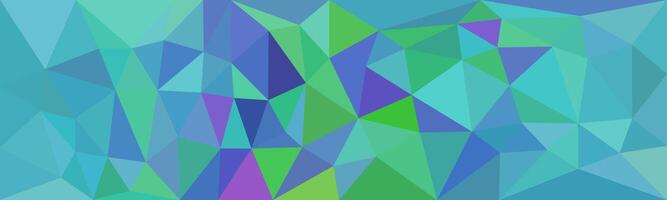 an abstract geometric pattern composed of overlapping polygons in various shades of blue, green, and purple. The triangular shapes create a dynamic and vibrant mosaic-like effect. vector